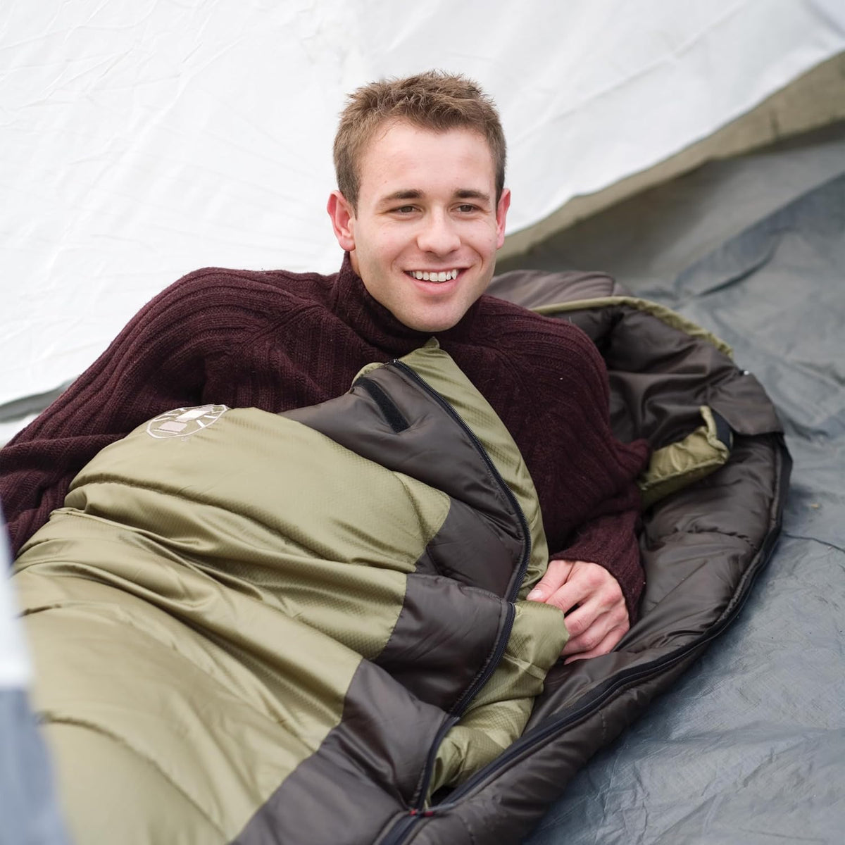 Coleman North Rim 0°F Sleeping Bag, Cold-Weather Mummy Sleep Sack with No-Snag Zipper & Adjustable Hood for Warmth & Ventilation, Camping Sleeping Bag