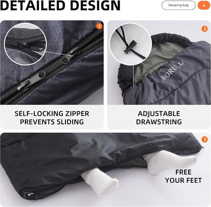 Lightweight Sleeping Bags for Adults & Kids, Backpacking & Scouts, Compact