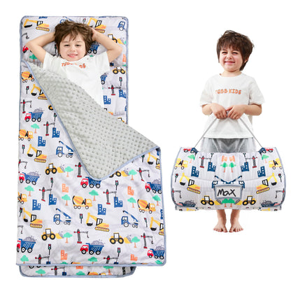 Lasoftan Toddler Nap Mat with Pillow and Blanket, Extra Large Rolled Napping Mats,Slumber Bags for Boys Girls,Kids Sleeping Bag for Daycare, Preschool Travel Camping