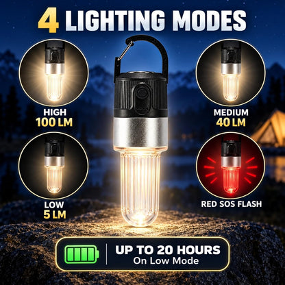 pearlstar Rechargeable Camping Light for Tent, 4 Pack Black, 4 Mode