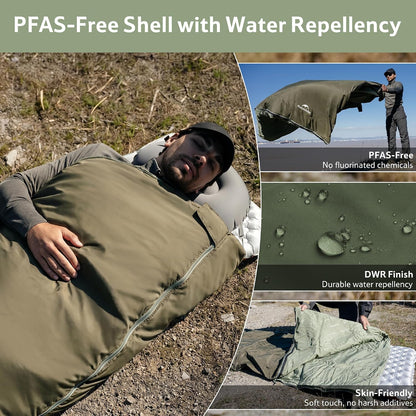 Naturehike Lightweight Compact Sleeping Bag, 59℉/32℉ Envelope Ultralight Backpacking Sleeping Bag Portable, Waterproof with Compression Sack for Cold&Warm, Camping, Traveling, Hiking