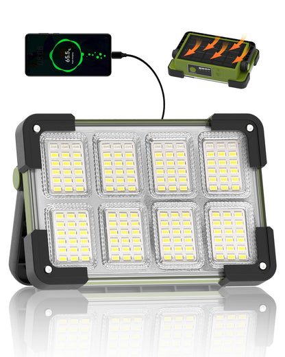 120W Solar Rechargeable 144 LED Work Light, 10000LM Flood Light