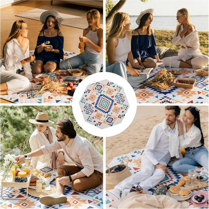 87 in * 87 in Waterproof Picnic Mat Picnic Blanket, Enlarged and Thickened Camping Mat, Larger Picnic Blanket, Suitable for Grassland, Beach, Courtyard, Outdoor Activities (Blue)
