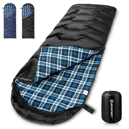 Bessport Sleeping Bag Winter | Flannel Lined 18℉ - 32℉ Extreme 3-4 Season Warm & Cool Weather Adult Sleeping Bags Large | Lightweight, Waterproof for Camping, Backpacking, Hiking