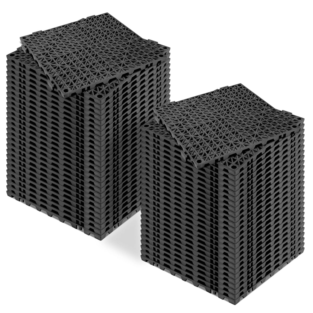 ToLanbbt Modular Interlocking Cushion 12P 11.8" x 11.8" Interlocking Rubber Floor Drain Holes Non-Slip Splicing Drainage Mats for Deck, Shower, Kitchen, Drain Pool, Sauna Bath, Indoor Outdoor (Black)