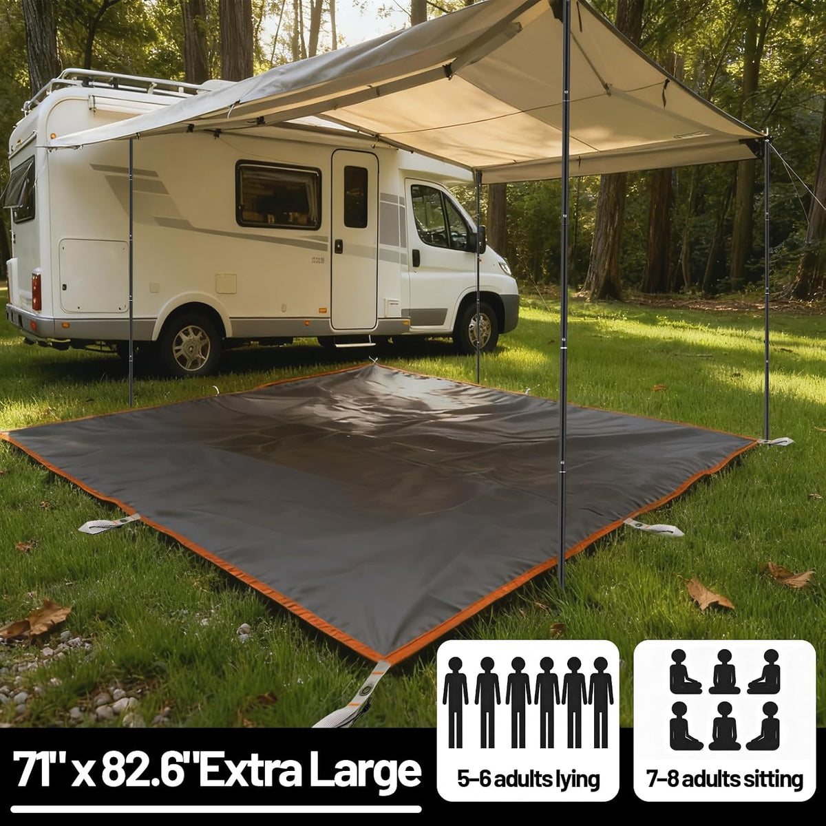 Tent Footprint,71" X 82.6" Waterproof PU 3000mm Camping Tarp - Foldable Picnic Blanket Sandproof Lightweight Ground Sheet Mat for Outdoor,Camping,Hiking,Beach,Tent,Park,Music Festival