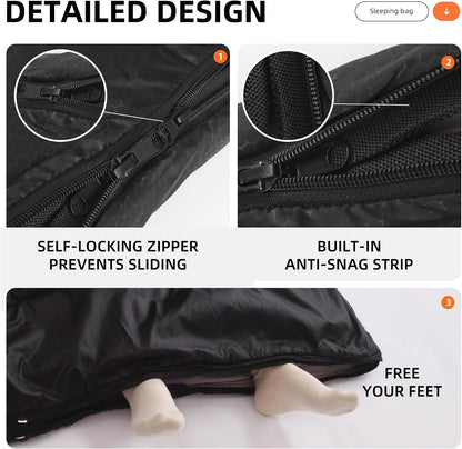 Double Sleeping Bags Queen Size for Adults Camping with 2 Pillows