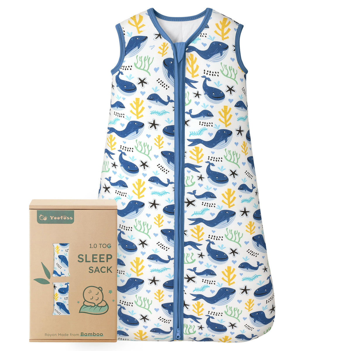 Yoofoss Baby Sleep Sack 6-12 Months Rayon Made from Bamboo 1.0 Tog