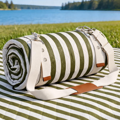G GOOD GAIN Picnic Blankets Waterproof Outdoor 80"x80" Large, BlueStrip