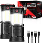 GearLight Camping Lantern - 2 Portable LED Battery Powered Lantern with Magnetic Base and Foldable Hook for Emergency Use or Campsites, Essential Hurricane Survival Kit with Batteries - Black