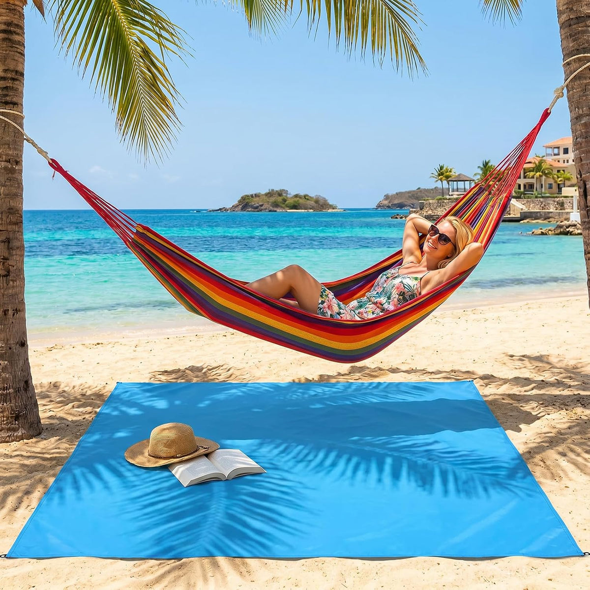 Bremorou Pocket Blanket, Small Picnic Blanket, Waterproof Mat, Foldable Travel Beach Mat for Hiking Camping, Sandproof Lightweight for Outdoor Beach Hiking Camping, 55"x59"