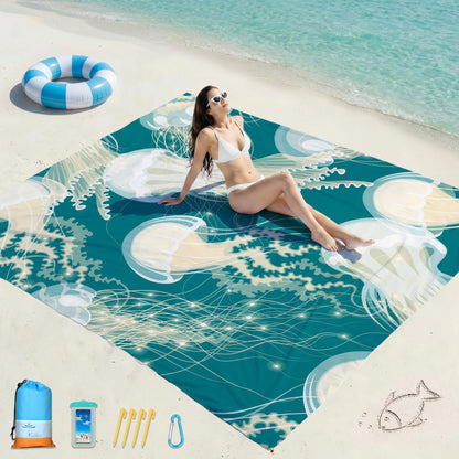 Beach Blanket Waterproof Sandproof 78''X81''/10'X9' Oversized Big Blanket