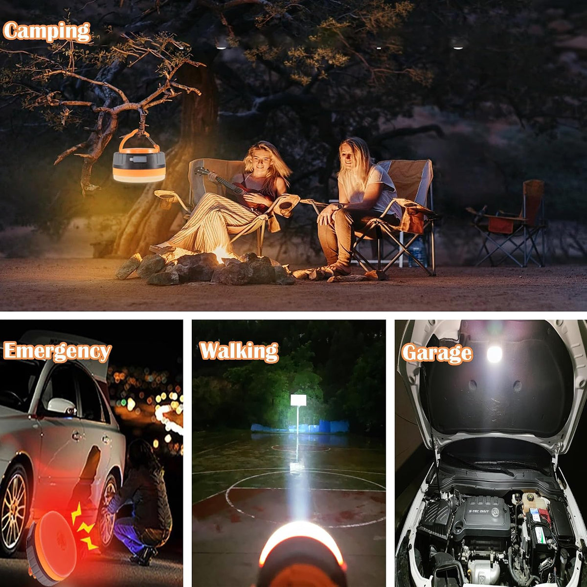 LIT-PaTH LED Camping Lighting Fixture, Rechargeable Portable, Magnetic
