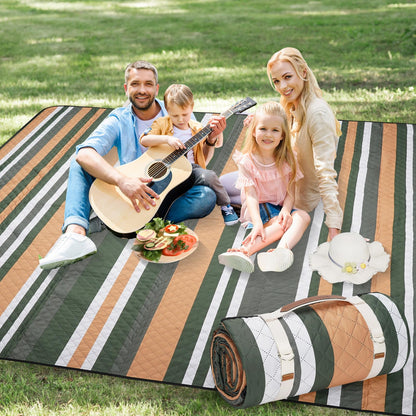 G GOOD GAIN Picnic Blankets Waterproof Outdoor 80"x80" Large, BlueStrip