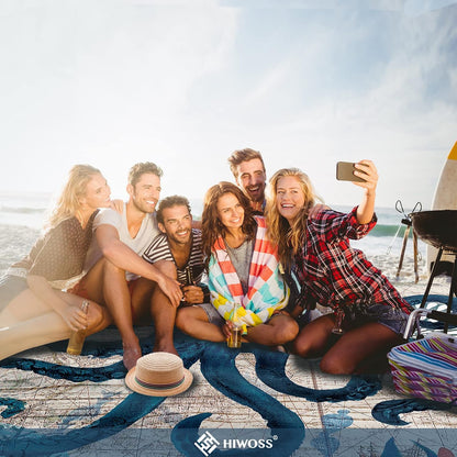 Beach Blanket Waterproof Sandproof Oversized 95”x 80”,Sand Free Beach Mat with Corner Pockets,Portable Mesh Bag for Beach Festival,Picnic,Travel and Outdoor Camping (Octopus)