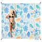 Beach Blanket Sandproof Waterproof, Large Beach Mat for 2-4 Adults with Stakes, Sand Free Compact Lightweight Picnic Blankets, Beach Essentials Necessities Accessories Must Haves-Colorful Rainbow Wave