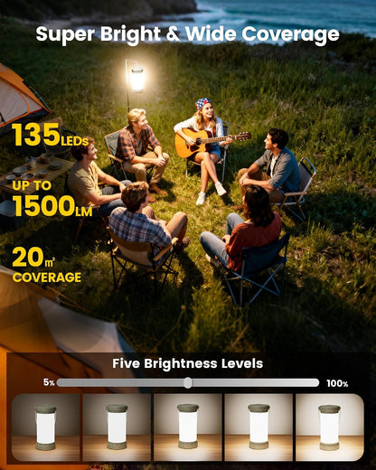 Glocusent LED Rechargeable Camping Lantern, Camping Light with 5000mAh