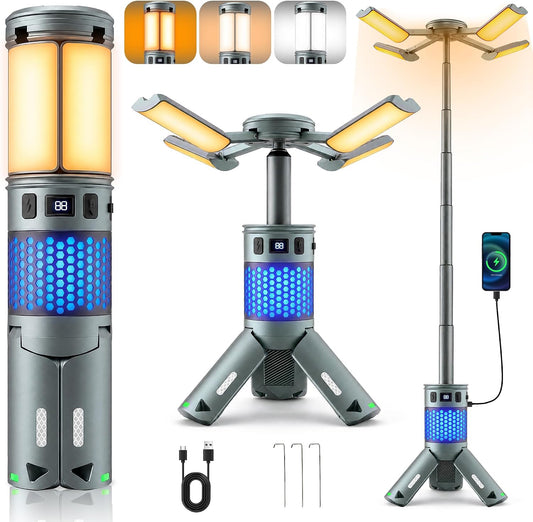 Camping Lights, Rechargeable Telescopic Camping Lights with Stand,12000mAh Camping Lanterns & Lights with RGB, Magnetic Base, Portable Flashlights for Camping, Hiking, Emergency