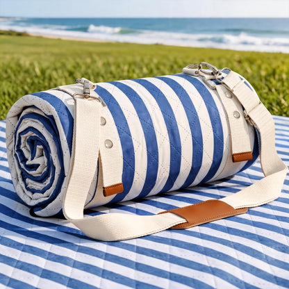 G GOOD GAIN Picnic Blankets Waterproof Outdoor 80"x80" Large, BlueStrip
