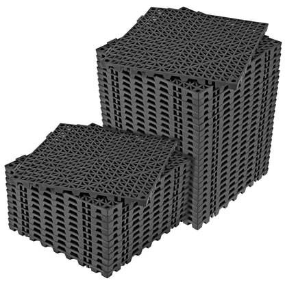 ToLanbbt Modular Interlocking Cushion 12P 11.8" x 11.8" Interlocking Rubber Floor Drain Holes Non-Slip Splicing Drainage Mats for Deck, Shower, Kitchen, Drain Pool, Sauna Bath, Indoor Outdoor (Black)