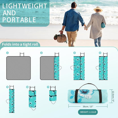 ANJ Outdoors XXL Waterproof Picnic Mat, 79 x 71' Soft Fleece Beach Blanket