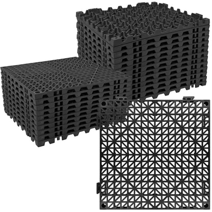 ToLanbbt Modular Interlocking Cushion 12P 11.8" x 11.8" Interlocking Rubber Floor Drain Holes Non-Slip Splicing Drainage Mats for Deck, Shower, Kitchen, Drain Pool, Sauna Bath, Indoor Outdoor (Black)