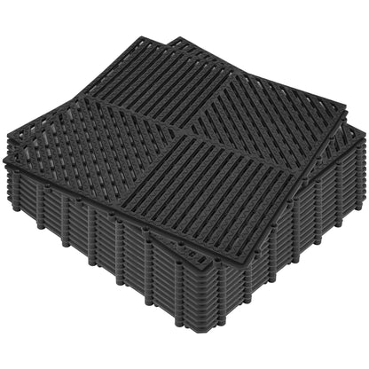 ToLanbbt Modular Interlocking Cushion 12P 11.8" x 11.8" Interlocking Rubber Floor Drain Holes Non-Slip Splicing Drainage Mats for Deck, Shower, Kitchen, Drain Pool, Sauna Bath, Indoor Outdoor (Black)