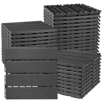 ToLanbbt Modular Interlocking Cushion 12P 11.8" x 11.8" Interlocking Rubber Floor Drain Holes Non-Slip Splicing Drainage Mats for Deck, Shower, Kitchen, Drain Pool, Sauna Bath, Indoor Outdoor (Black)