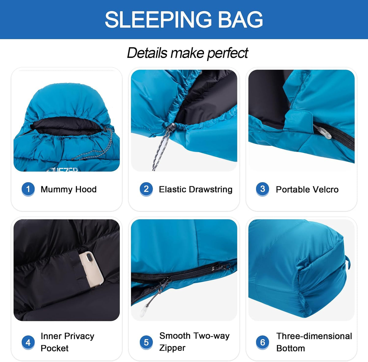 Ultralight Down Sleeping Bag for Adults, 600 Fill Power Backpacking