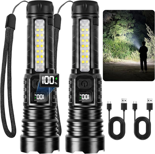 Rechargeable Flashlights High Lumens 99000 2 Pack, Super Bright Flash Light