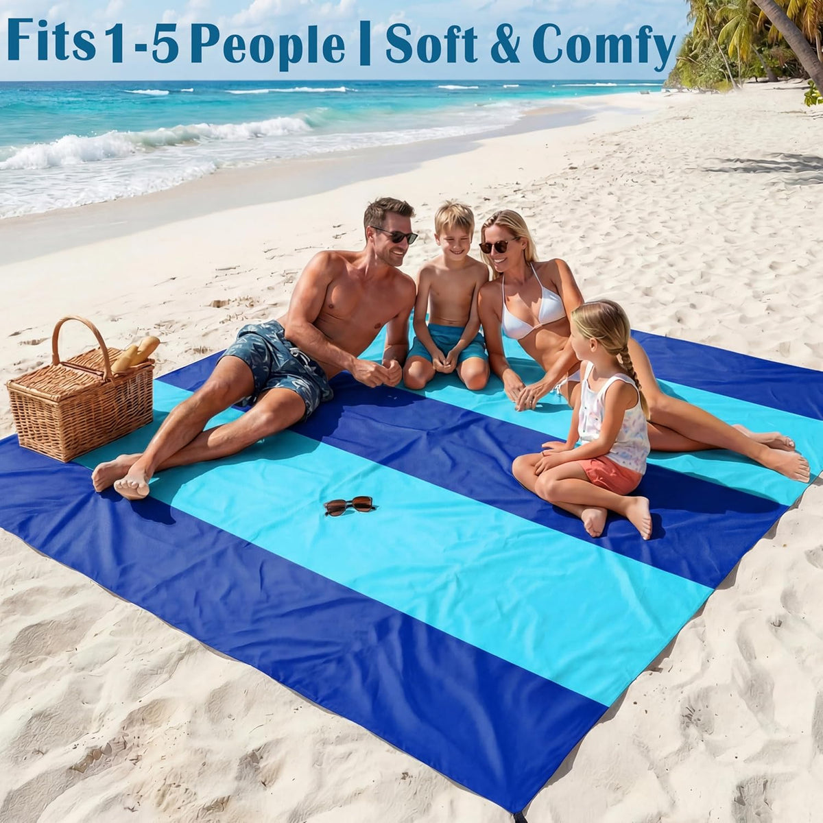 Beach Blanket Waterproof Sandproof 78''X81''/10'X9' Oversized Big Blanket