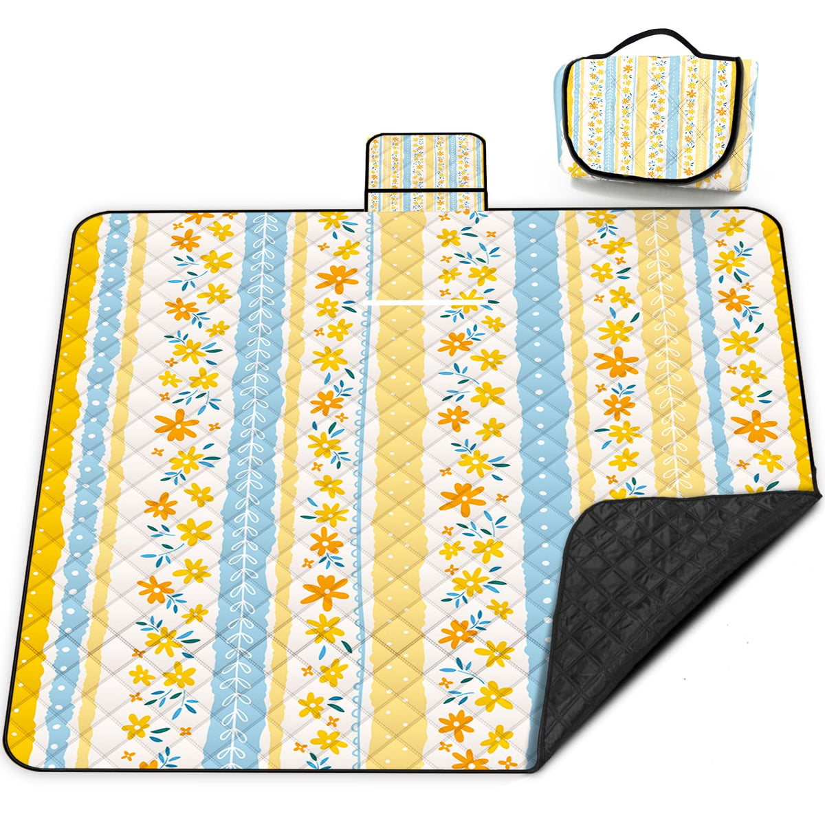 Extra Large Picnic Blanket Waterproof,80"x 80"Foldable Machine Washable Beach Blanket,Outdoor Blanket for 6-8 Adults,Suitable for Indoor Crawling,Park Beach,Camping,Hiking,Family Travel(Light Blue)