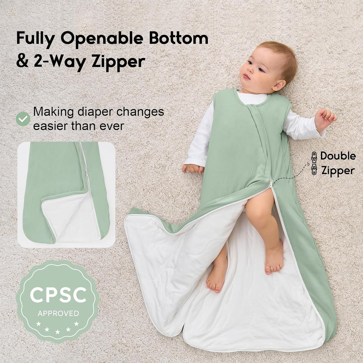Yoofoss Baby Sleep Sack 6-12 Months Rayon Made from Bamboo 1.0 Tog