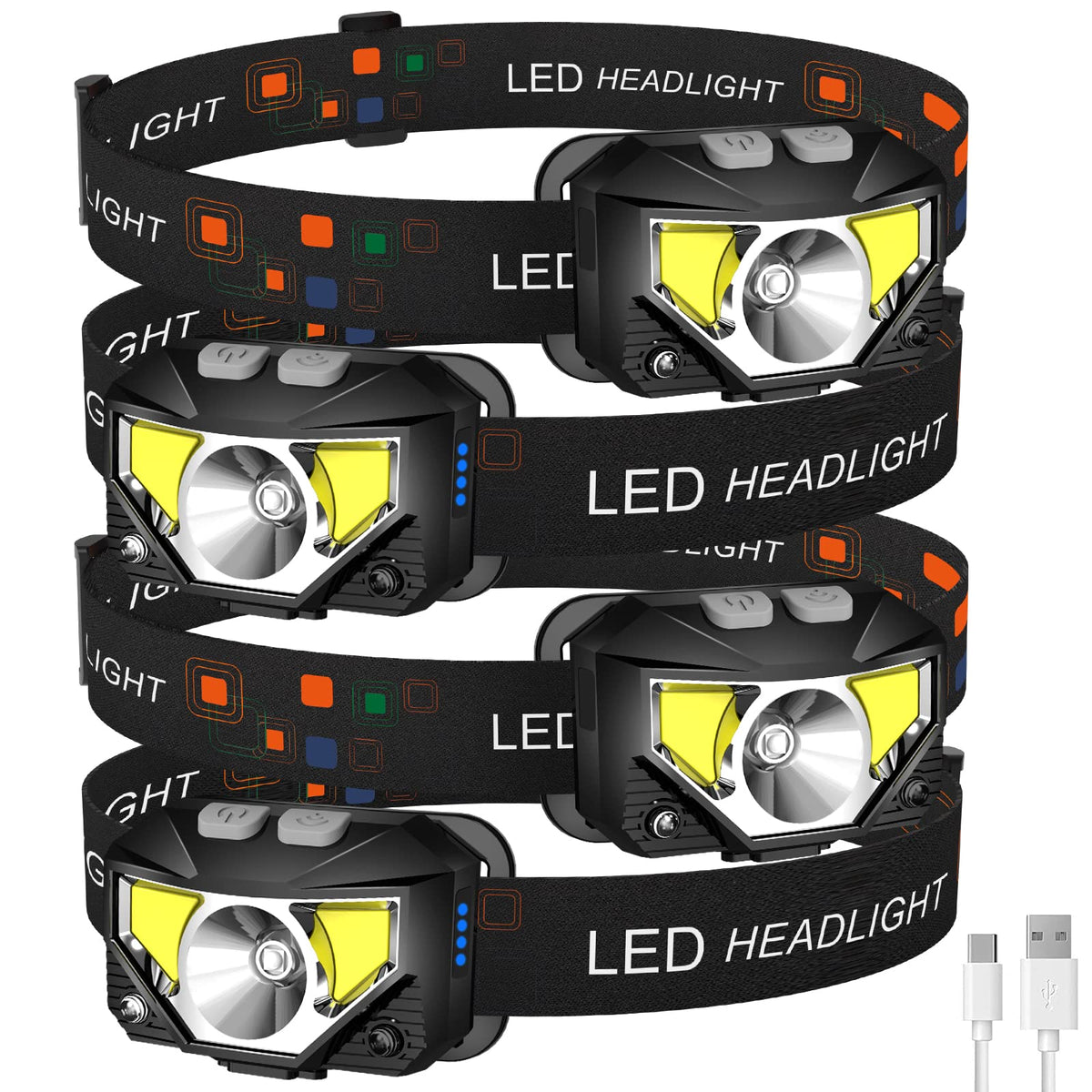LHKNL Headlamp Flashlight, Lumen Bright Head Lamps LED Rechargeable Camping