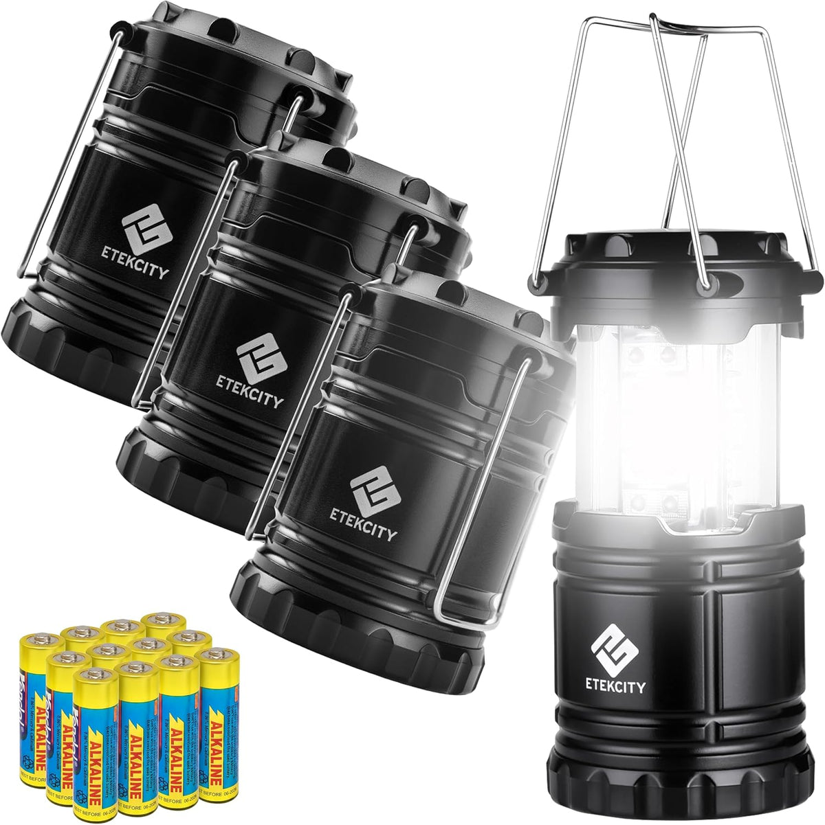 Etekcity LED Camping Lanterns, Battery Included, 4 Pack