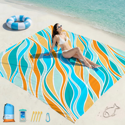 Beach Blanket Waterproof Sandproof 78''X81''/10'X9' Oversized Big Blanket