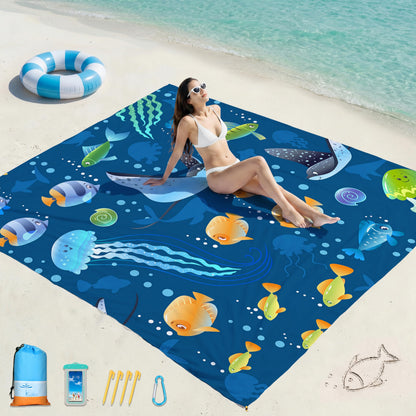 Beach Blanket Waterproof Sandproof 78''X81''/10'X9' Oversized Big Blanket