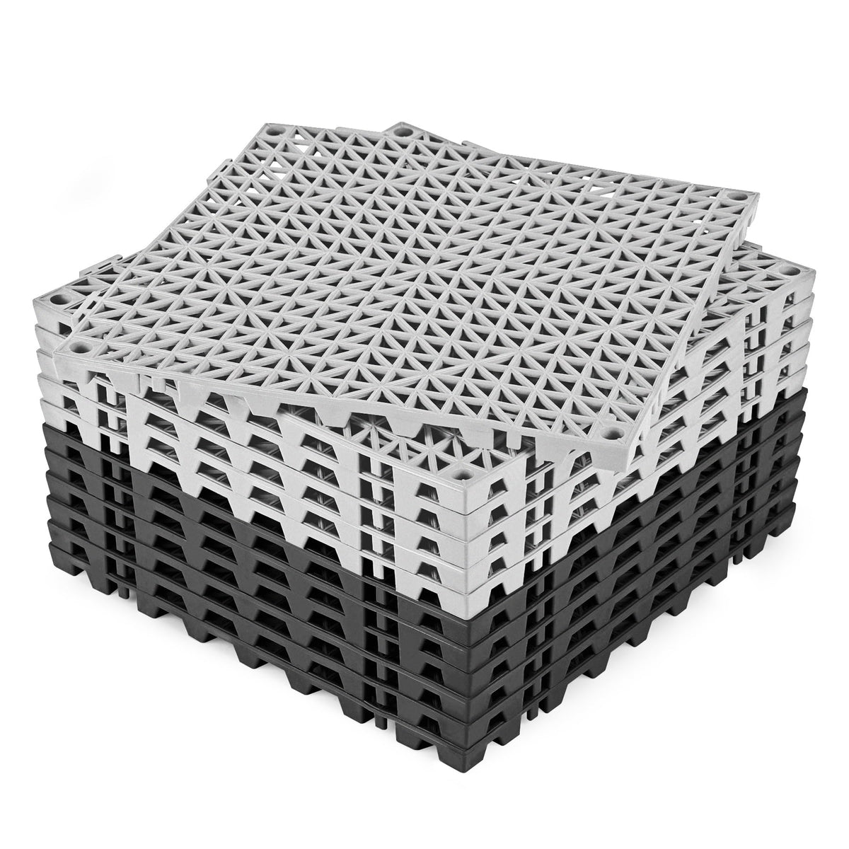 ToLanbbt Modular Interlocking Cushion 12P 11.8" x 11.8" Interlocking Rubber Floor Drain Holes Non-Slip Splicing Drainage Mats for Deck, Shower, Kitchen, Drain Pool, Sauna Bath, Indoor Outdoor (Black)
