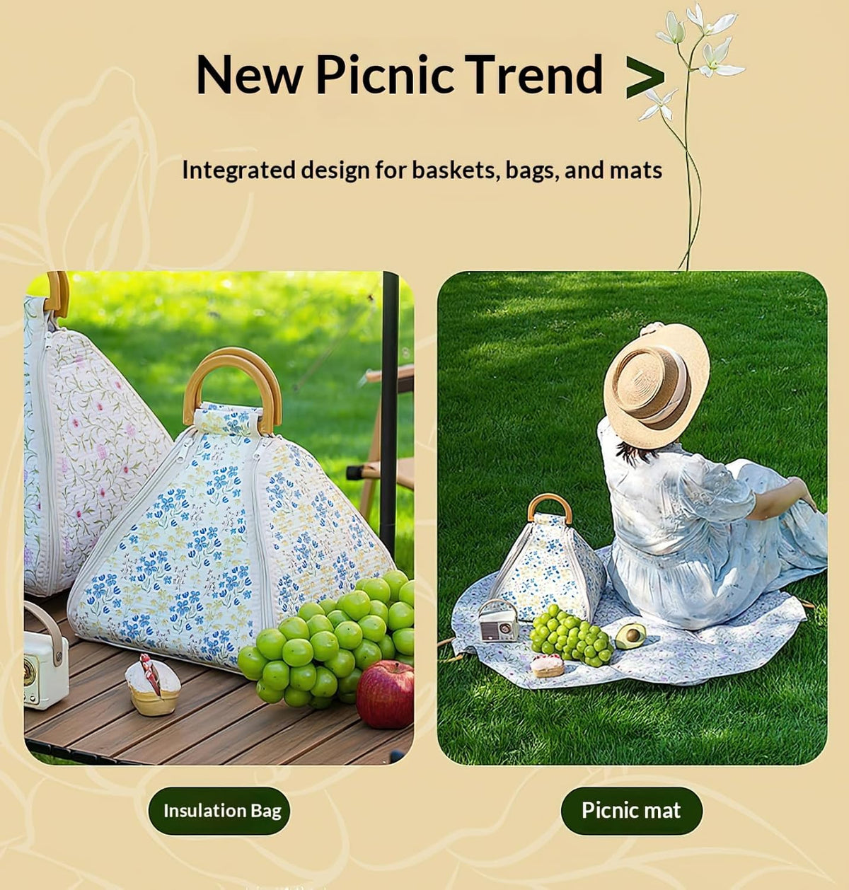 Multi Functional Picnic Bag, Waterproof Beach Picnic mat, Thickened Moisture-Proof mat, Suitable for Outdoor Camping and Park picnics (Small)