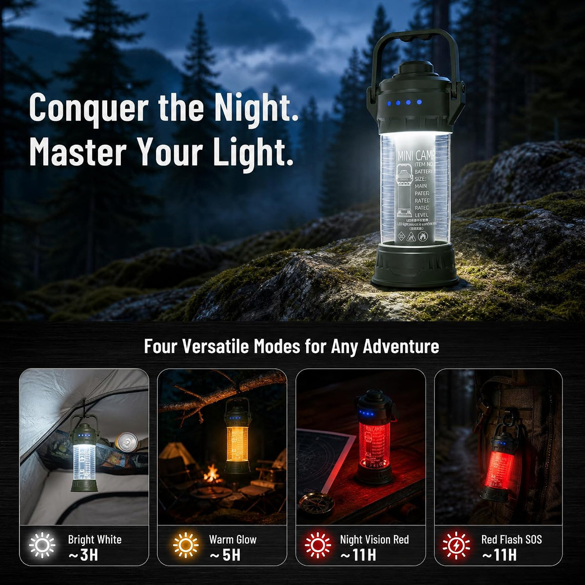 Sunny Power 2-in-1 Camping Lantern & Flashlight for Hiking & Power Outages