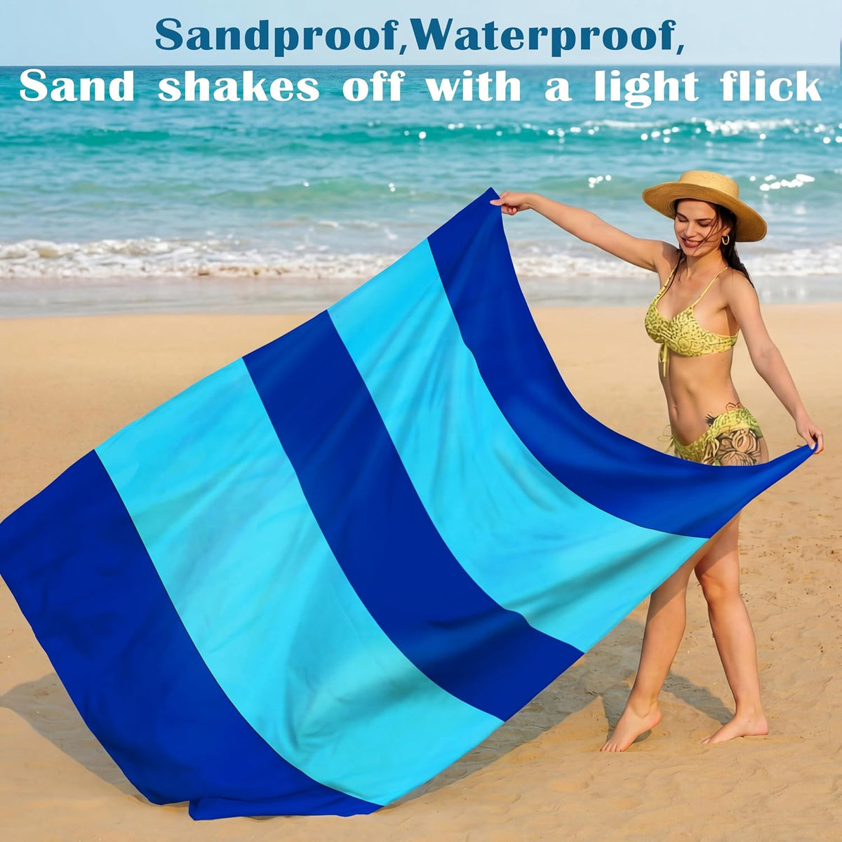 Beach Blanket Waterproof Sandproof 78''X81''/10'X9' Oversized Big Blanket