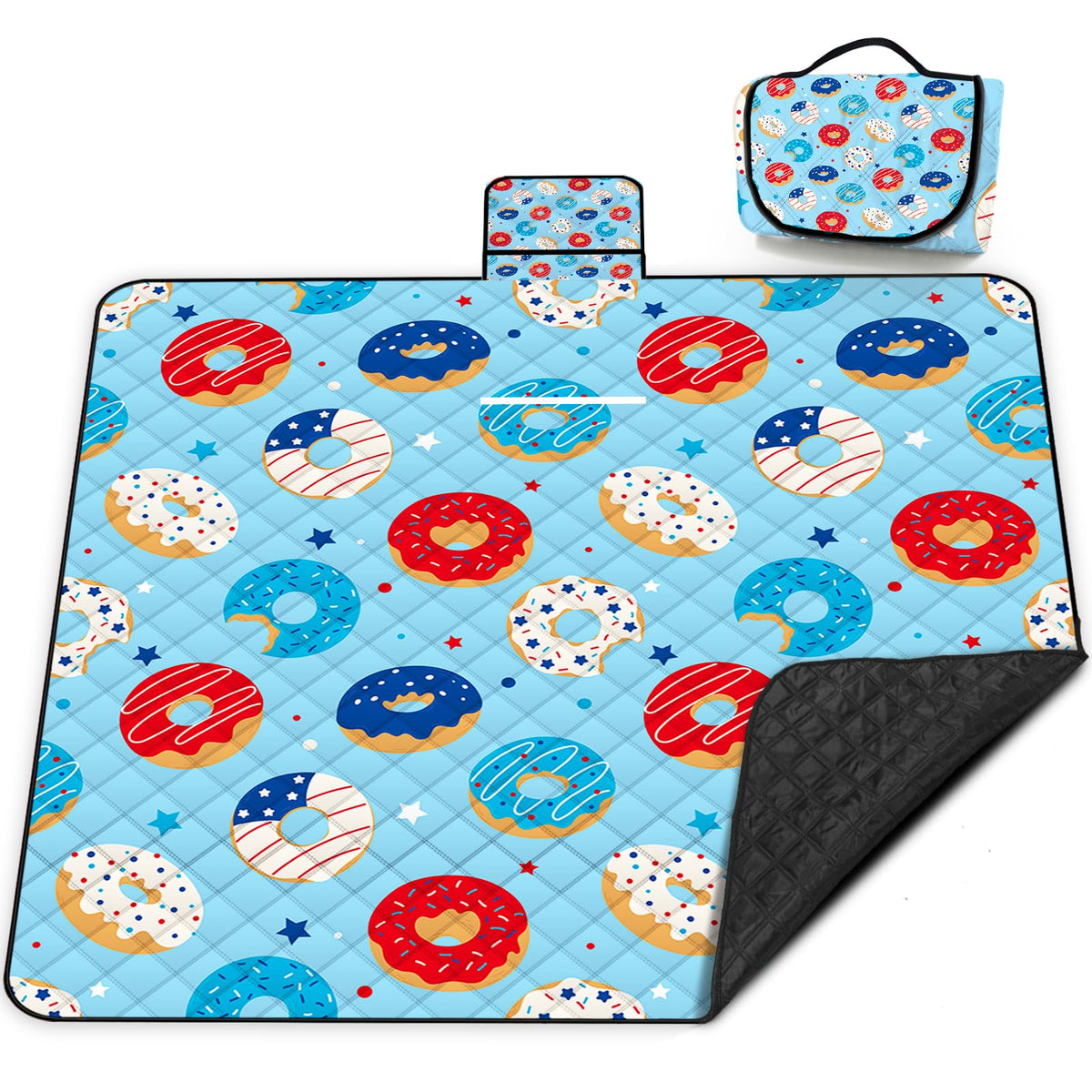 Extra Large Picnic Blanket Waterproof,80"x 80"Foldable Machine Washable Beach Blankets,Outdoor Blanket for 6-8 Adults,Picnic Mat Suitable for Indoor Crawling,Park Beach,Camping,Hiking,Travel( Blue)