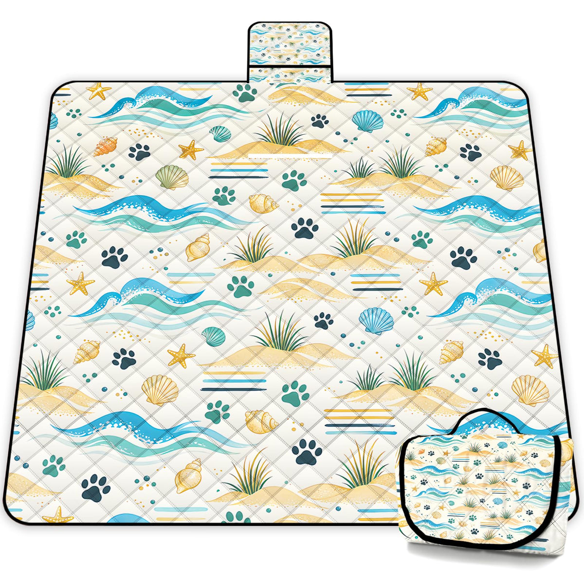 Extra Large Picnic Blanket Waterproof,80"x 80"Foldable Machine Washable Beach Blanket,Outdoor Blanket for 6-8 Adults,Suitable for Indoor Crawling,Park Beach,Camping,Hiking,Family Travel(Light Blue)