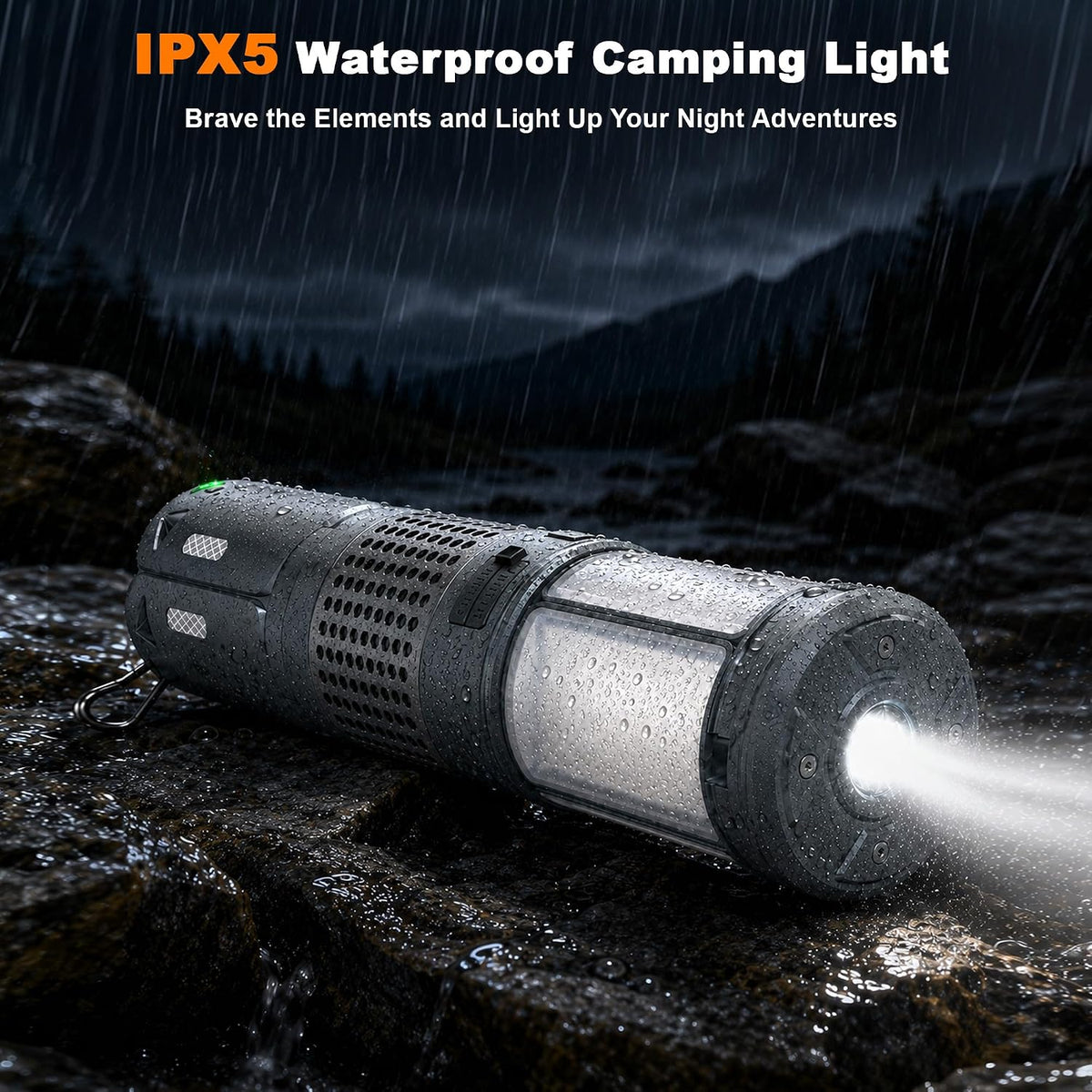 Camping Lights, Rechargeable Telescopic Camping Lights with Stand,12000mAh Camping Lanterns & Lights with RGB, Magnetic Base, Portable Flashlights for Camping, Hiking, Emergency