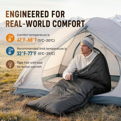 FARLAND Sleeping Bag for Adults, Teens and Kids - 3 Season Camping Gear