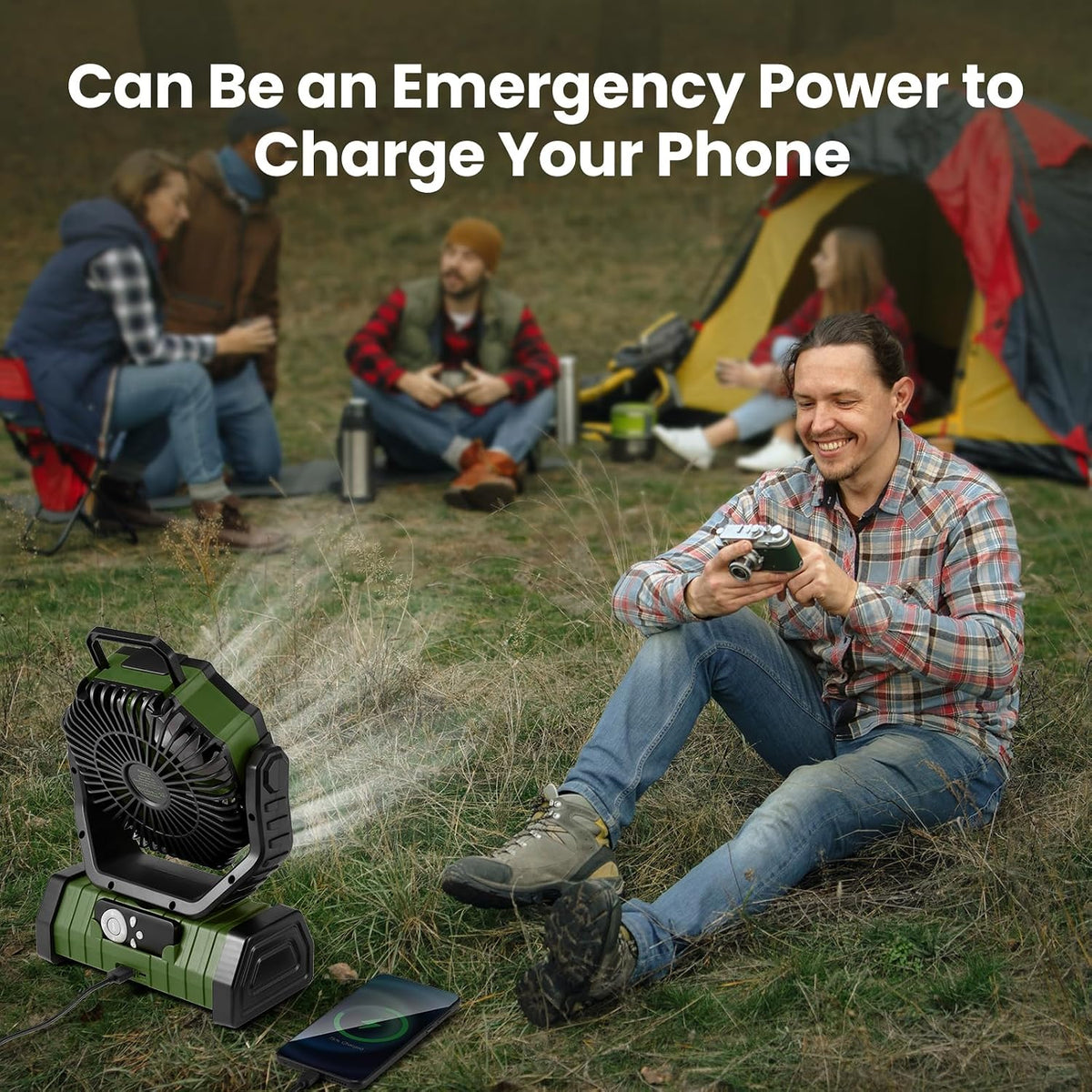 Odoland 30000mAh Camping Fan with LED Lantern, Rechargeable Battery Fan
