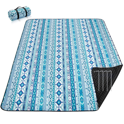 PY SUPER MODE Picnic Blankets Extra Large, Waterproof Foldable Outdoor Beach Blanket Oversized 83x79” Sandproof, 3-Layer Picnic Mat for Camping, Hiking, Travel, Park, Concerts(Orange Boho)