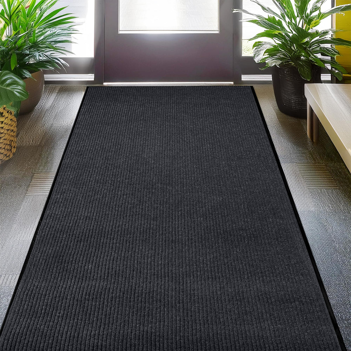 LuxUrux® Durable Rubber 3'x5' Commercial Door Mat - Heavy Duty, Indoor/Outdoor, Easy Clean, Waterproof, Patio, Garage - Commercial Floor Mat for Entry (3 x 5 Feet)