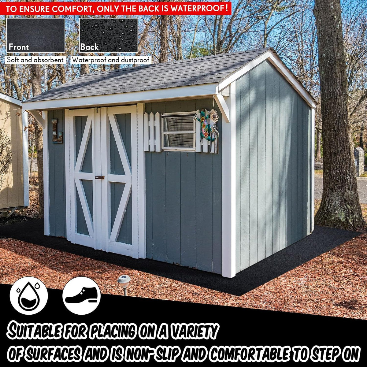 Haull 2 Pcs 5 x 3 ft Outdoor Storage Shed Floor Mat Waterproof Carport Storage shed mat Non Slip Patio Furniture Mat for Protect