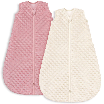Yoofoss Baby Sleep Sack 6-12 Months TOG 1.5 Fleece with Plush Dots 2 Pack